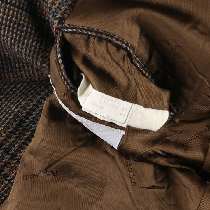 Aquascutum Check Pattern Wool Tailored Jacket, Made in England, Men's Size XL, Vintage wool brown type Vintage Second Hand
