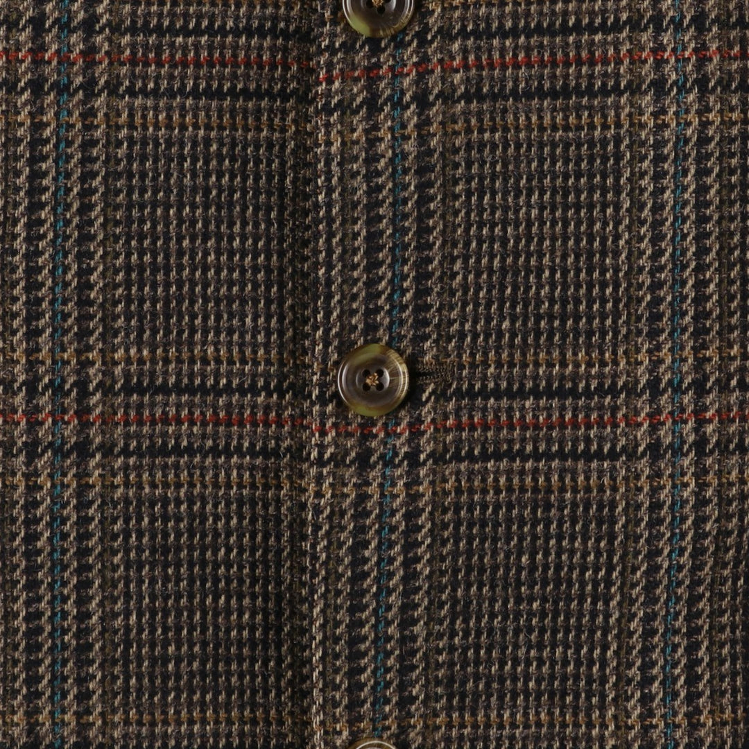 Aquascutum Check Pattern Wool Tailored Jacket, Made in England, Men's Size XL, Vintage wool brown type Vintage Second Hand