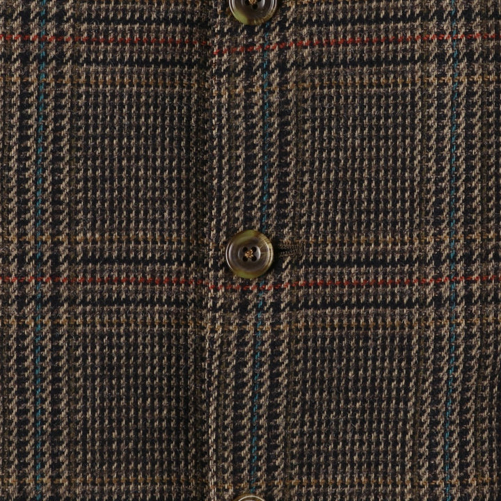 Aquascutum Check Pattern Wool Tailored Jacket, Made in England, Men's Size XL, Vintage wool brown type Vintage Second Hand