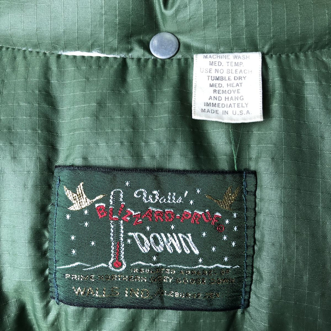 Vintage 1970'S Walls Blizzard-Plug Down Ripstop Down Jacket, Made in the USA, Men's Size L unclear green type Vintage Second Hand