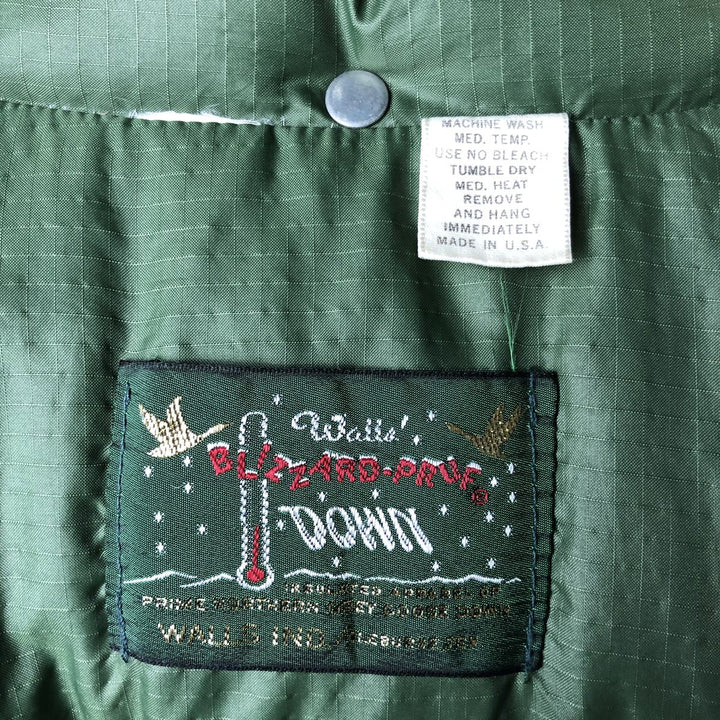 Vintage 1970'S Walls Blizzard-Plug Down Ripstop Down Jacket, Made in the USA, Men's Size L unclear green type Vintage Second Hand