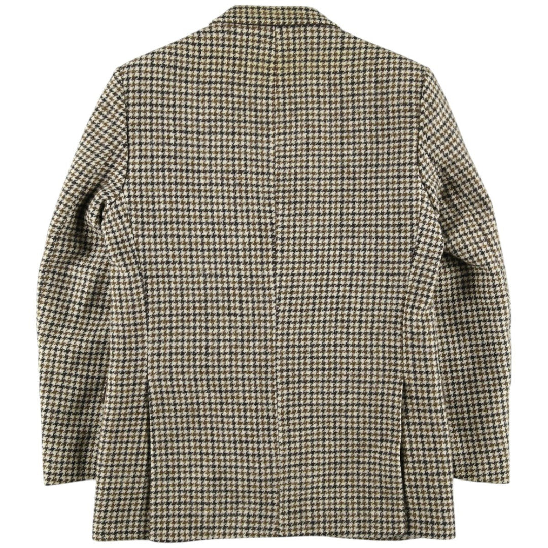 1960'S Dunn and Co Harris Tweed Houndstooth Pattern Wool Tailored Jacket, Men's Size Small wool Khaki type beige Vintage Second Hand