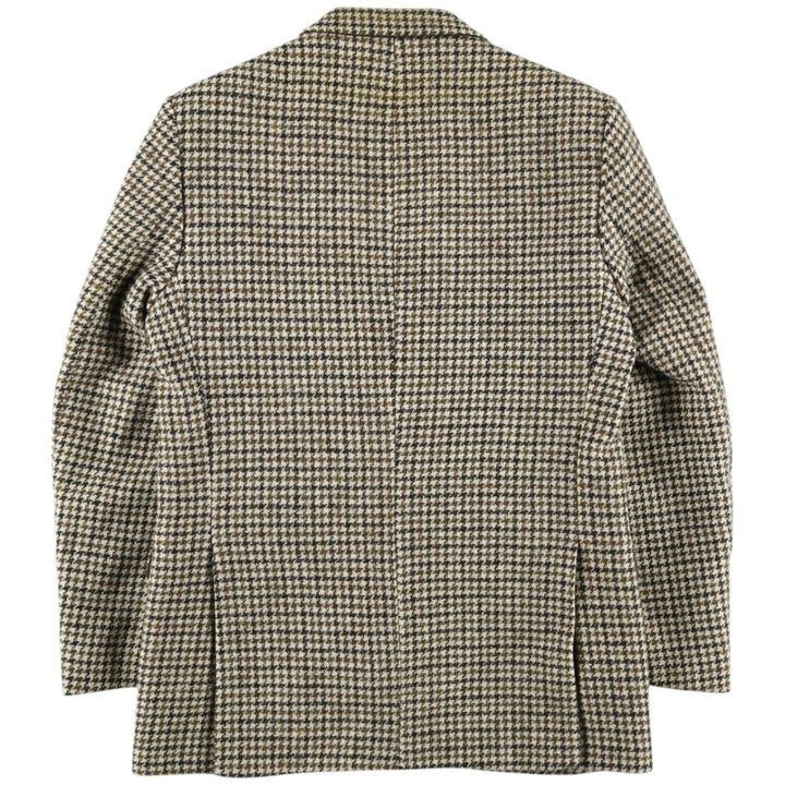 1960'S Dunn and Co Harris Tweed Houndstooth Pattern Wool Tailored Jacket, Men's Size Small wool Khaki type beige Vintage Second Hand