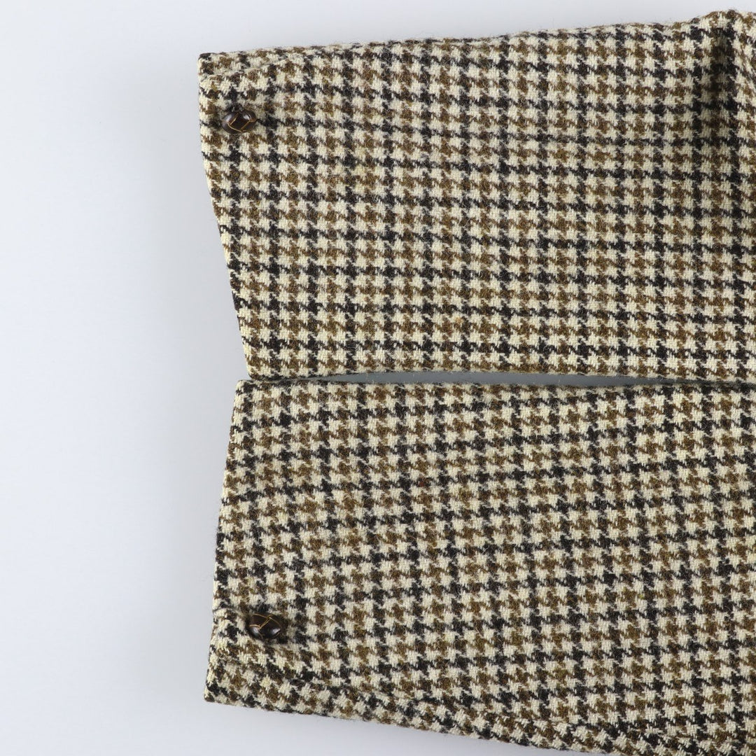1960'S Dunn and Co Harris Tweed Houndstooth Pattern Wool Tailored Jacket, Men's Size Small wool Khaki type beige Vintage Second Hand