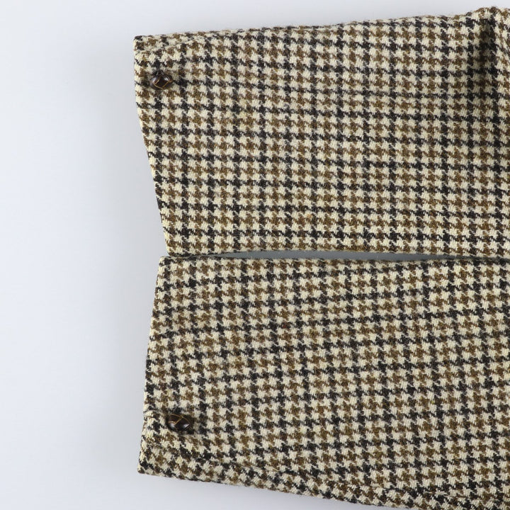1960'S Dunn and Co Harris Tweed Houndstooth Pattern Wool Tailored Jacket, Men's Size Small wool Khaki type beige Vintage Second Hand