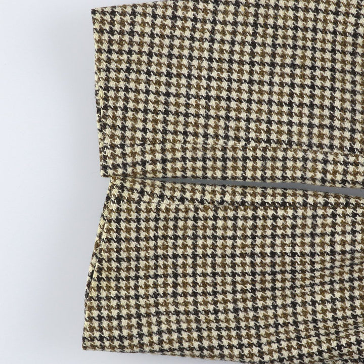 1960'S Dunn and Co Harris Tweed Houndstooth Pattern Wool Tailored Jacket, Men's Size Small wool Khaki type beige Vintage Second Hand