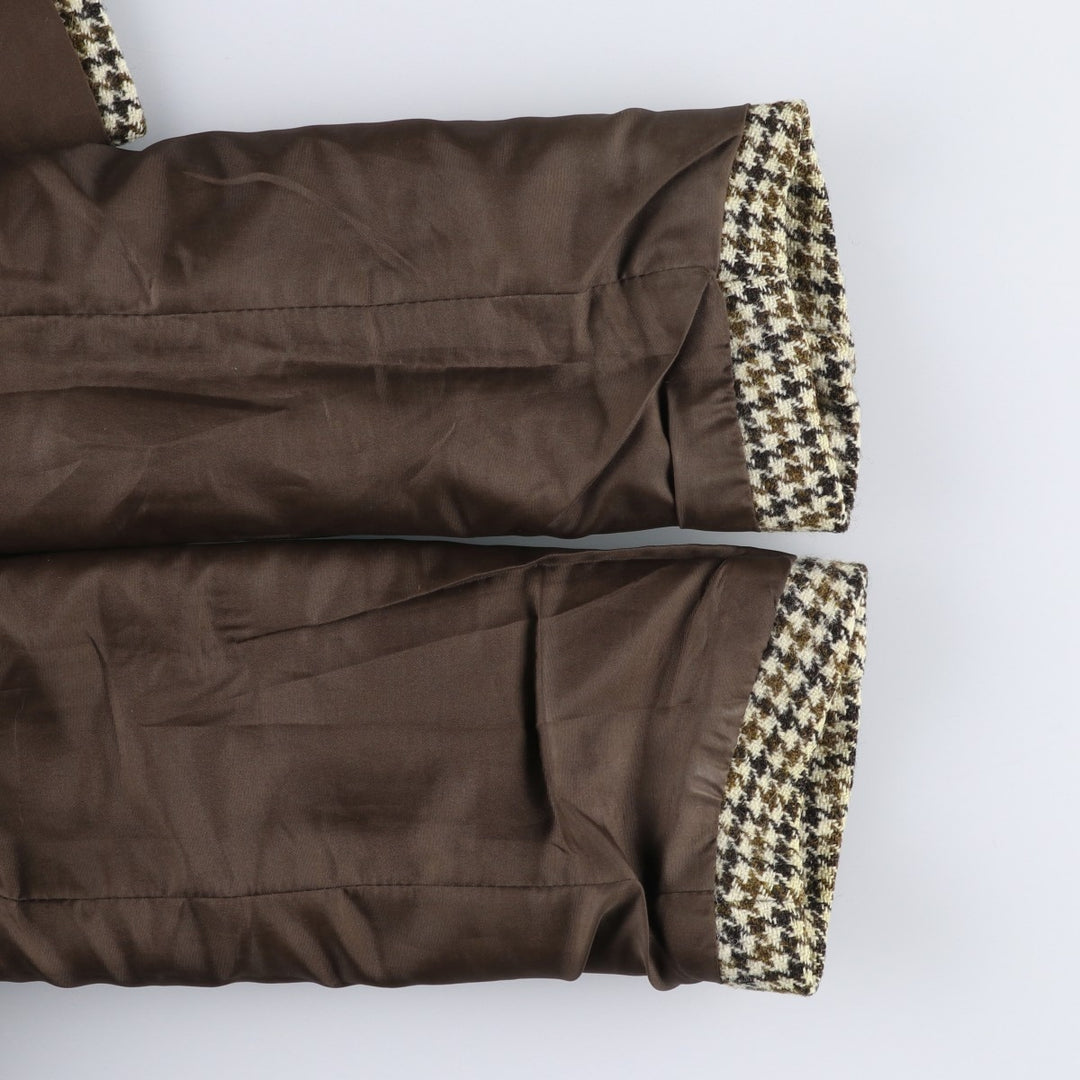 1960'S Dunn and Co Harris Tweed Houndstooth Pattern Wool Tailored Jacket, Men's Size Small wool Khaki type beige Vintage Second Hand