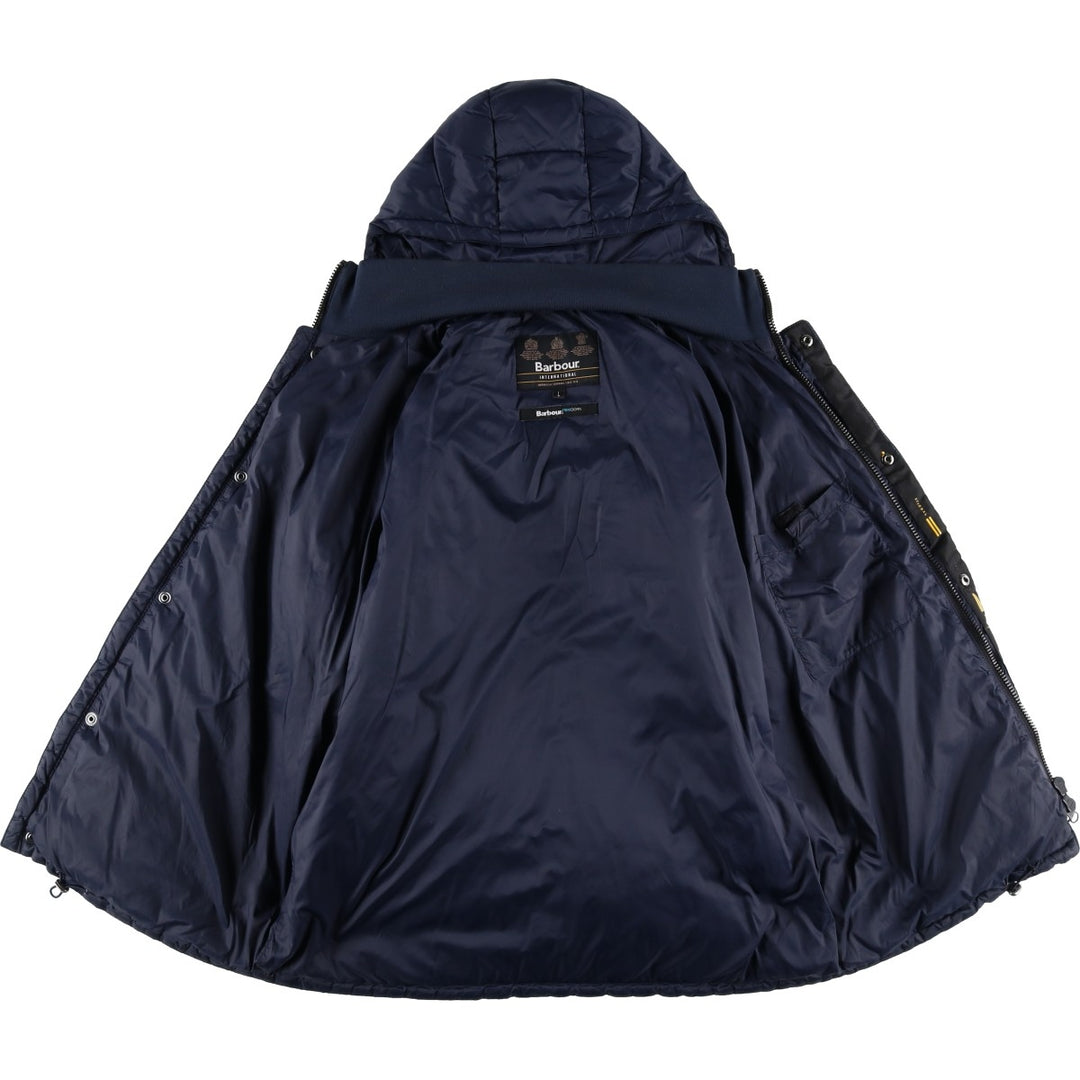 2000s~ Barbour INTERNATIONAL 3-Warrant Padded Parka Puffer Jacket, Men's Size L polyamide navy blue type Vintage Second Hand