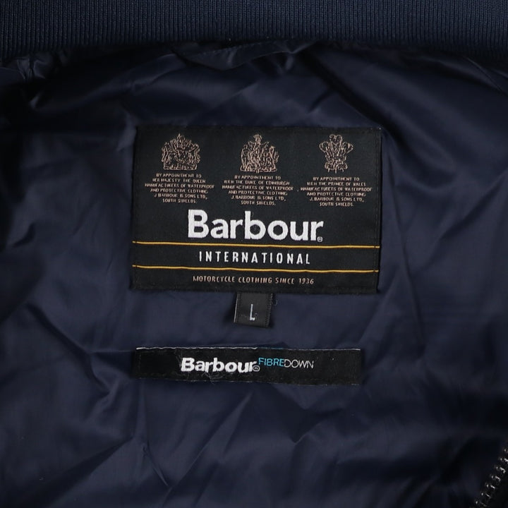 2000s~ Barbour INTERNATIONAL 3-Warrant Padded Parka Puffer Jacket, Men's Size L polyamide navy blue type Vintage Second Hand