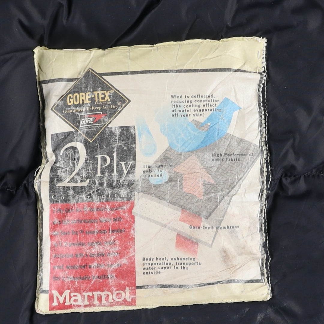 90'S Vintage Marmot GORE-TEX Hooded Goose Down Jacket, Men's Size Medium Nylon black type Vintage Second Hand