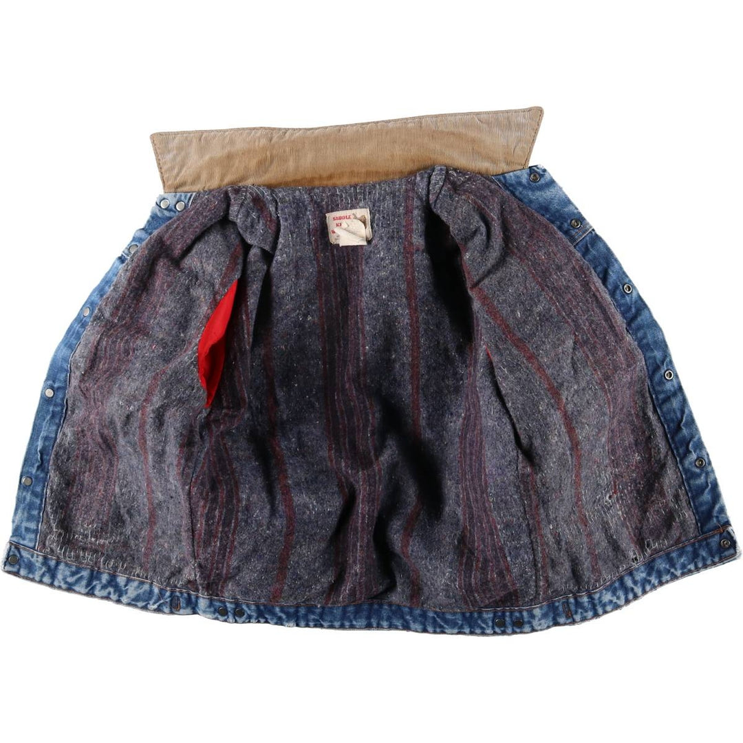 Vintage 70s-80'S Key SADDLE KING WESTERN denim jacket, size S, men's unclear blue type Vintage Second Hand