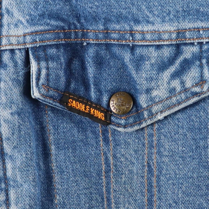 Vintage 70s-80'S Key SADDLE KING WESTERN denim jacket, size S, men's unclear blue type Vintage Second Hand