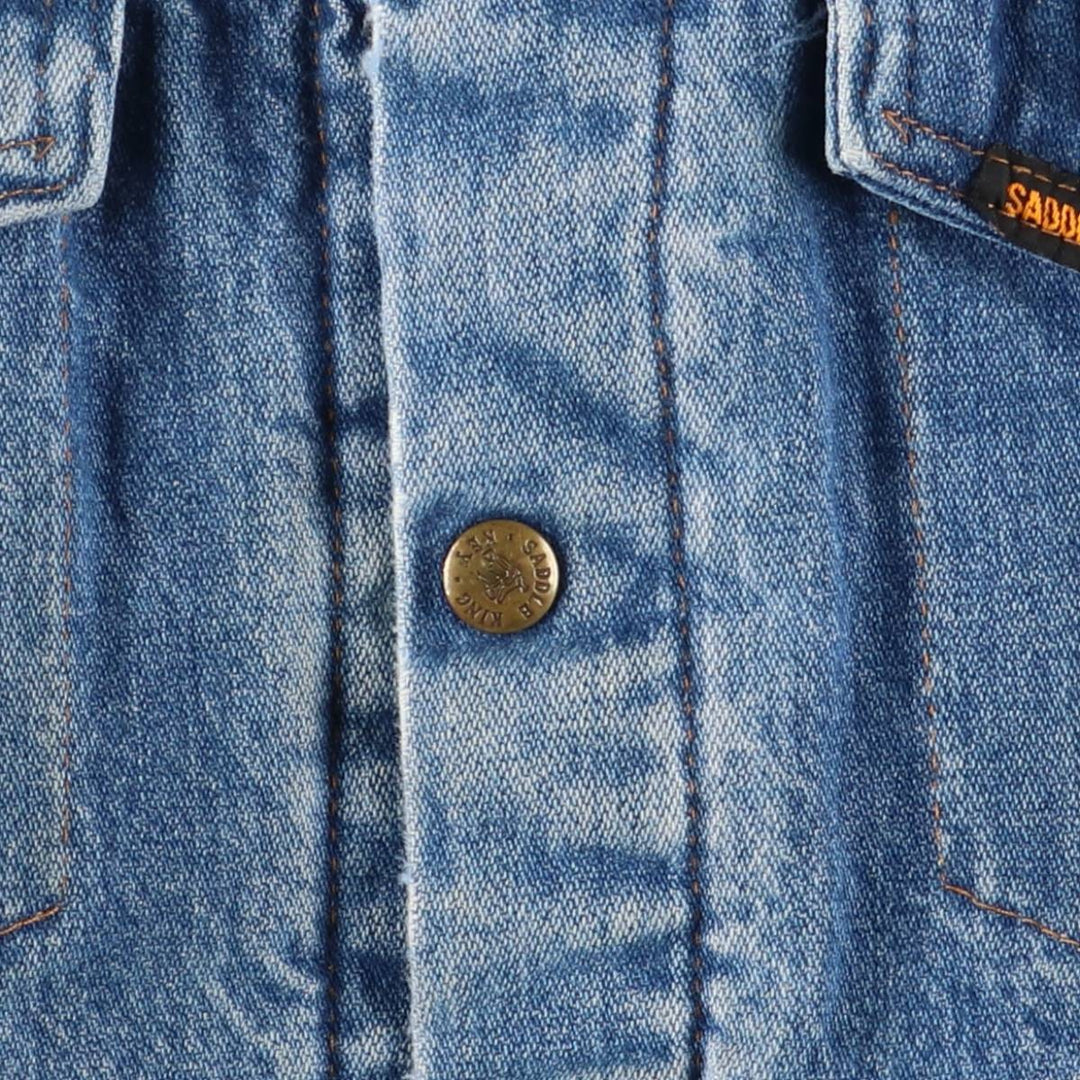 Vintage 70s-80'S Key SADDLE KING WESTERN denim jacket, size S, men's unclear blue type Vintage Second Hand