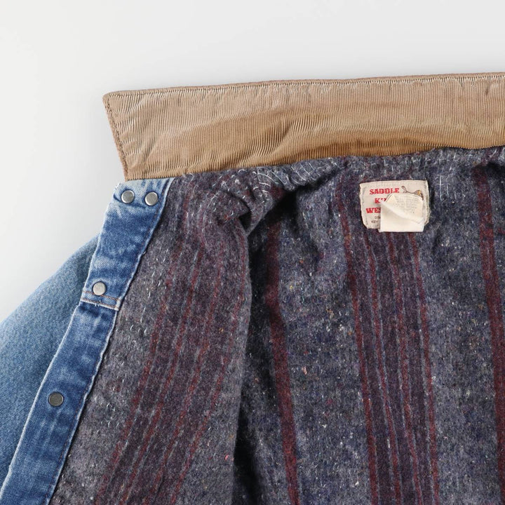 Vintage 70s-80'S Key SADDLE KING WESTERN denim jacket, size S, men's unclear blue type Vintage Second Hand
