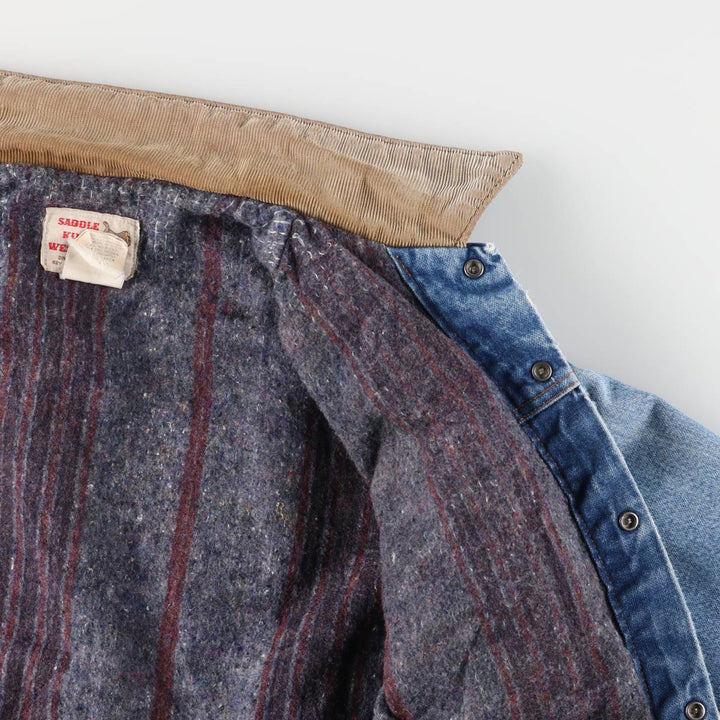 Vintage 70s-80'S Key SADDLE KING WESTERN denim jacket, size S, men's unclear blue type Vintage Second Hand