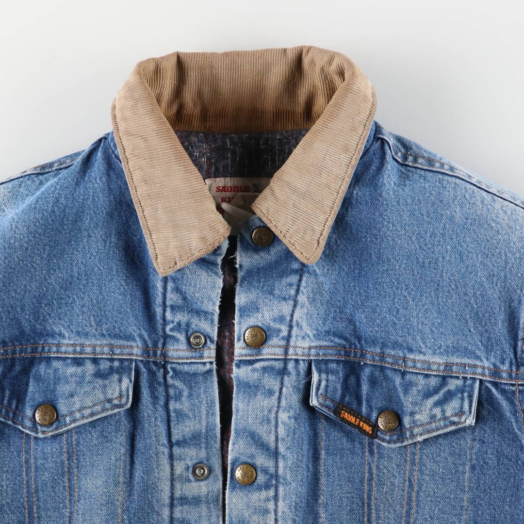 Vintage 70s-80'S Key SADDLE KING WESTERN denim jacket, size S, men's unclear blue type Vintage Second Hand