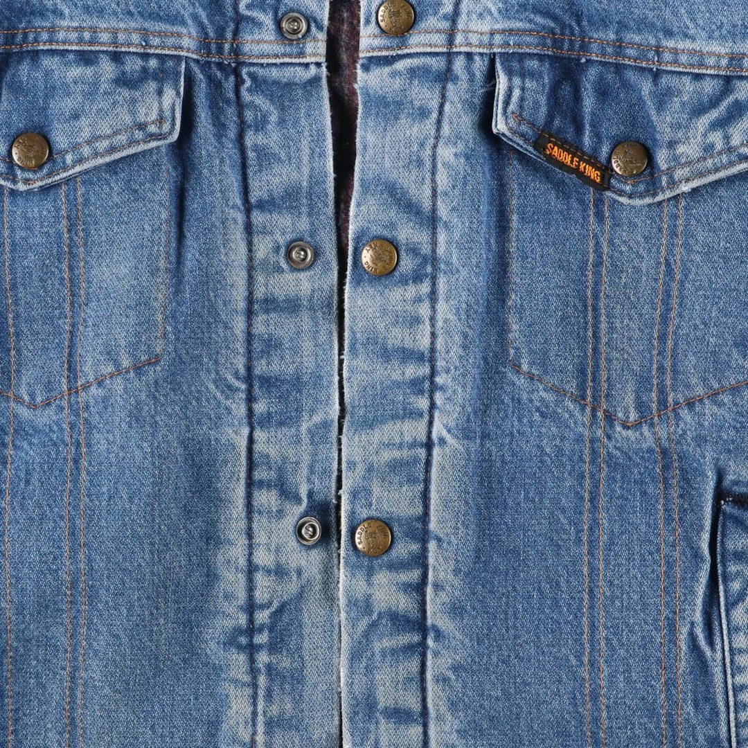 Vintage 70s-80'S Key SADDLE KING WESTERN denim jacket, size S, men's unclear blue type Vintage Second Hand