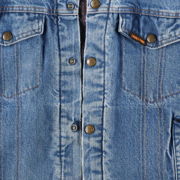 Vintage 70s-80'S Key SADDLE KING WESTERN denim jacket, size S, men's unclear blue type Vintage Second Hand