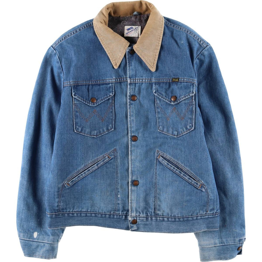 Vintage 1980'S Wrangler NO-FAULT DENIMS denim jacket, made in the USA, size L, men's. cotton blue type Vintage Second Hand