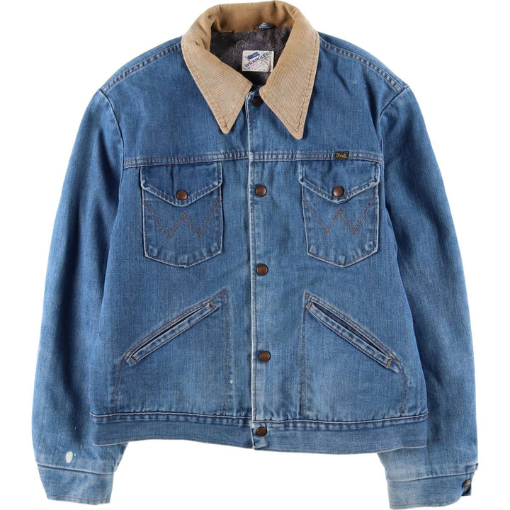 Vintage 1980'S Wrangler NO-FAULT DENIMS denim jacket, made in the USA, size L, men's. cotton blue type Vintage Second Hand