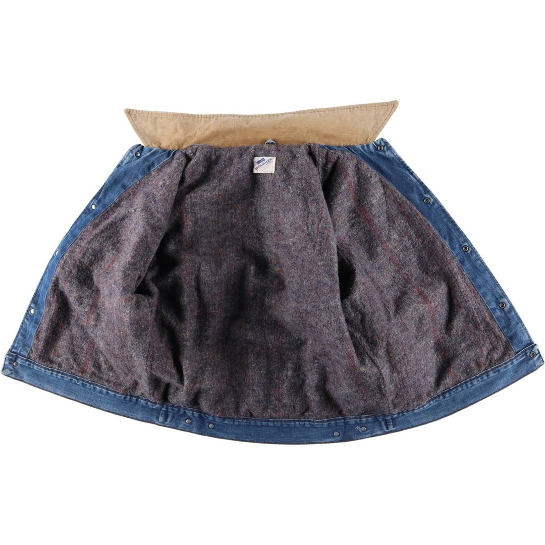 Vintage 1980'S Wrangler NO-FAULT DENIMS denim jacket, made in the USA, size L, men's. cotton blue type Vintage Second Hand