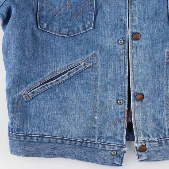 Vintage 1980'S Wrangler NO-FAULT DENIMS denim jacket, made in the USA, size L, men's. cotton blue type Vintage Second Hand