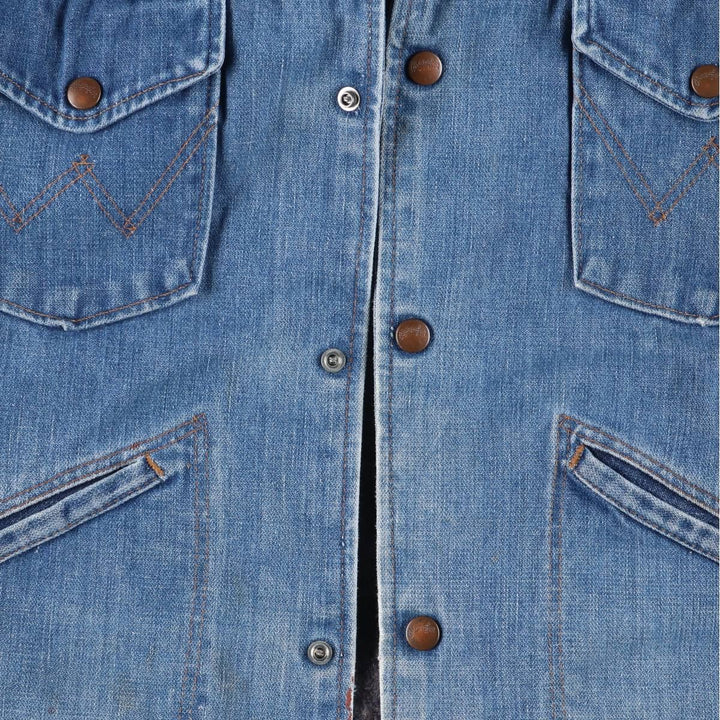 Vintage 1980'S Wrangler NO-FAULT DENIMS denim jacket, made in the USA, size L, men's. cotton blue type Vintage Second Hand