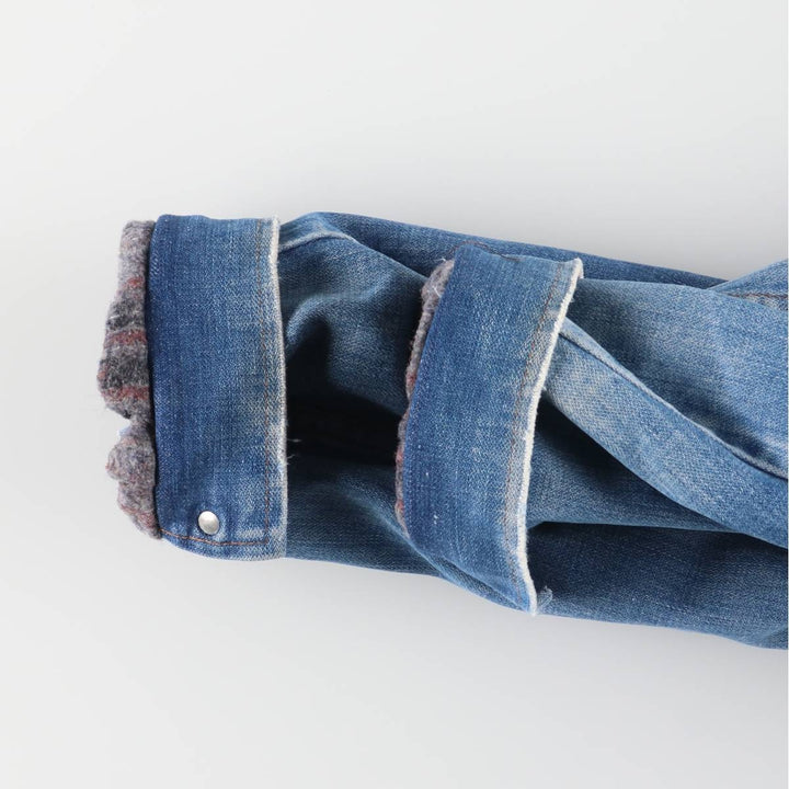 Vintage 1980'S Wrangler NO-FAULT DENIMS denim jacket, made in the USA, size L, men's. cotton blue type Vintage Second Hand