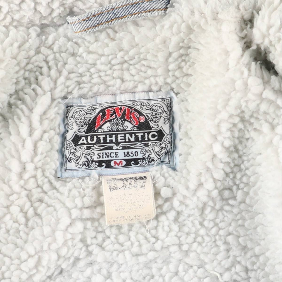 90'S Levi's Harley-Davidson Eagle Pattern Denim Boa Jacket, Men's Size Medium cotton blue type Vintage Second Hand