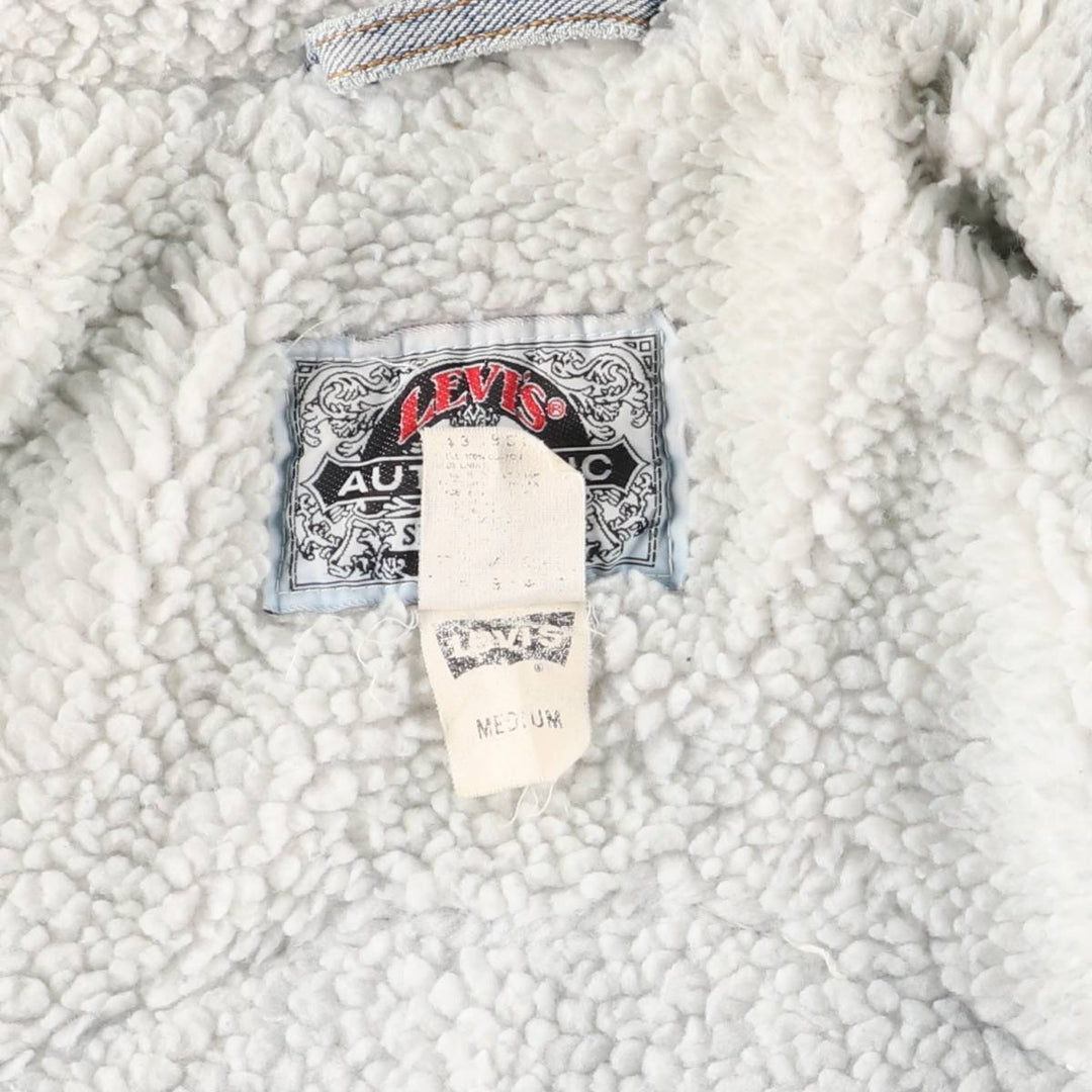 90'S Levi's Harley-Davidson Eagle Pattern Denim Boa Jacket, Men's Size Medium cotton blue type Vintage Second Hand