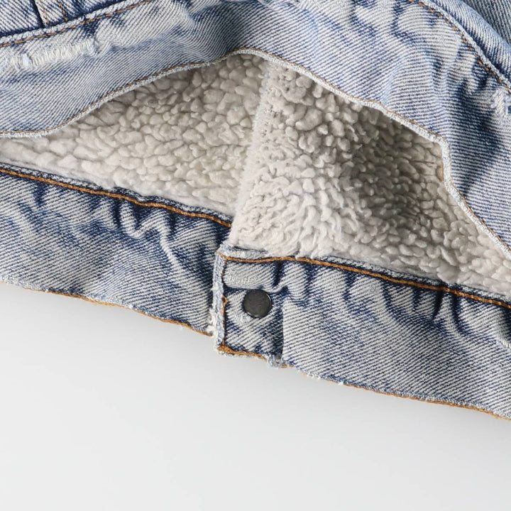 90'S Levi's Harley-Davidson Eagle Pattern Denim Boa Jacket, Men's Size Medium cotton blue type Vintage Second Hand