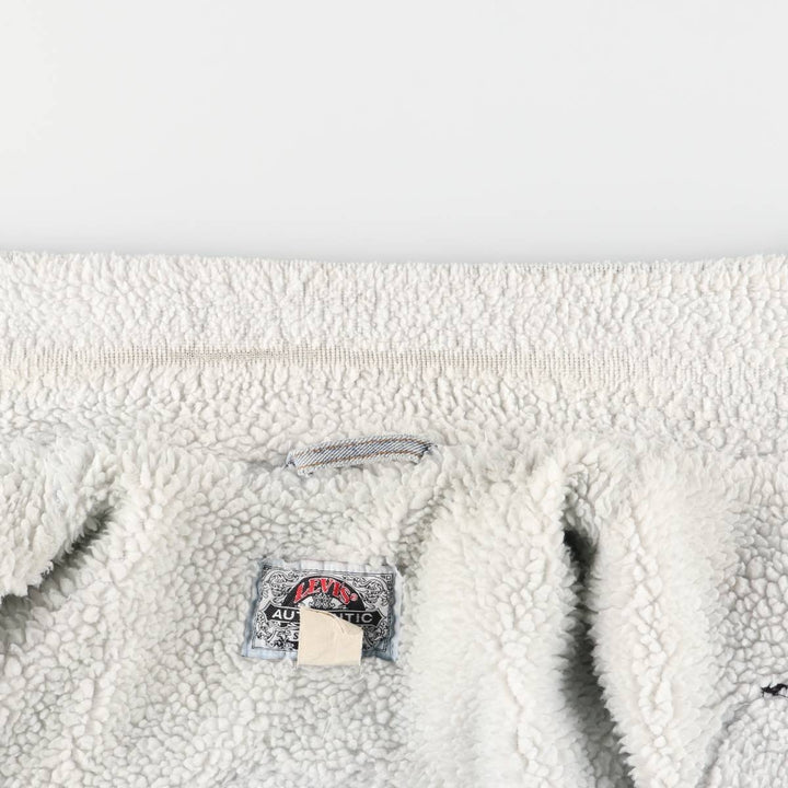 90'S Levi's Harley-Davidson Eagle Pattern Denim Boa Jacket, Men's Size Medium cotton blue type Vintage Second Hand