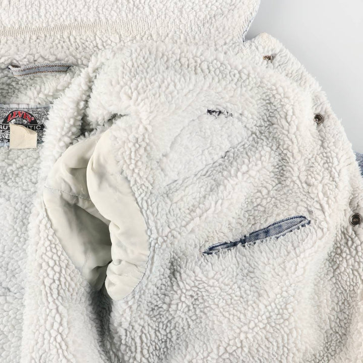 90'S Levi's Harley-Davidson Eagle Pattern Denim Boa Jacket, Men's Size Medium cotton blue type Vintage Second Hand