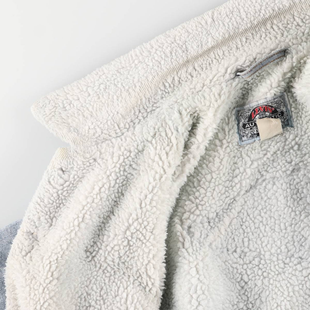 90'S Levi's Harley-Davidson Eagle Pattern Denim Boa Jacket, Men's Size Medium cotton blue type Vintage Second Hand