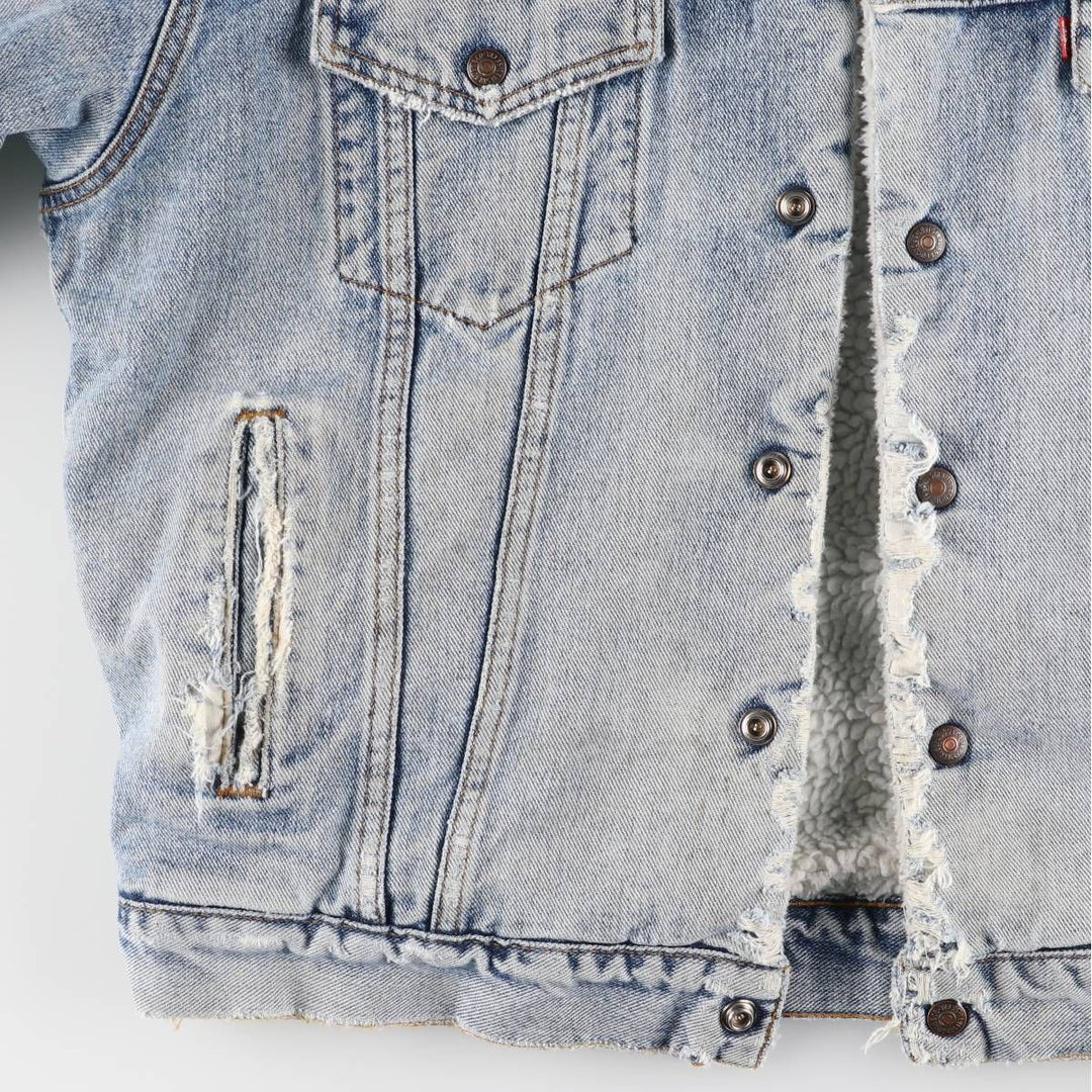 90'S Levi's Harley-Davidson Eagle Pattern Denim Boa Jacket, Men's Size Medium cotton blue type Vintage Second Hand