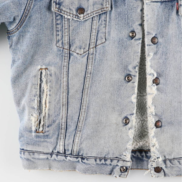 90'S Levi's Harley-Davidson Eagle Pattern Denim Boa Jacket, Men's Size Medium cotton blue type Vintage Second Hand