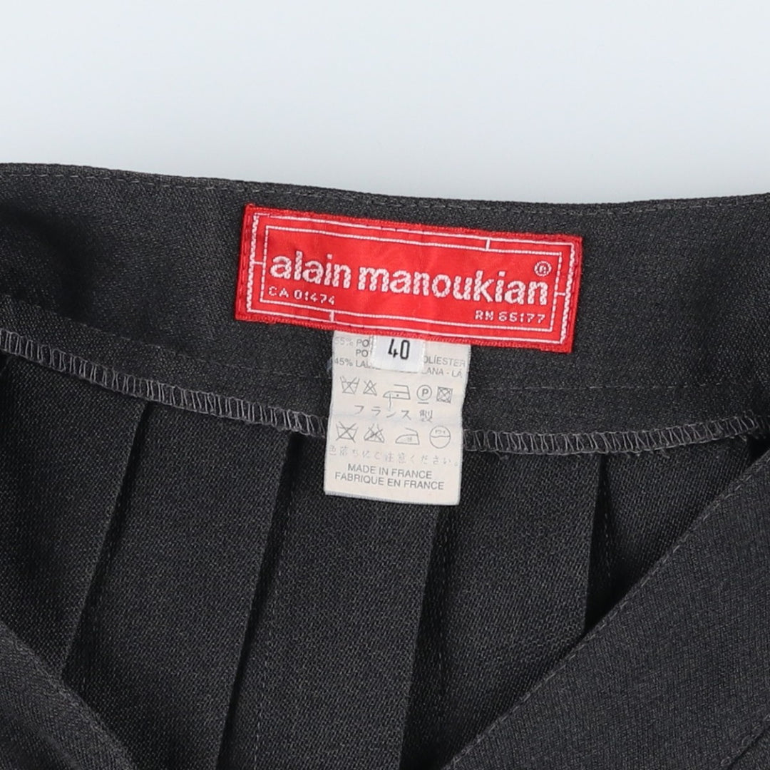 Alain Manoukian Half-Length Pleated Skirt, Made in France, Women's Size L polyester gray type Vintage Second Hand