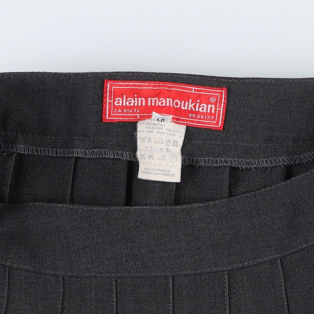 Alain Manoukian Half-Length Pleated Skirt, Made in France, Women's Size L polyester gray type Vintage Second Hand