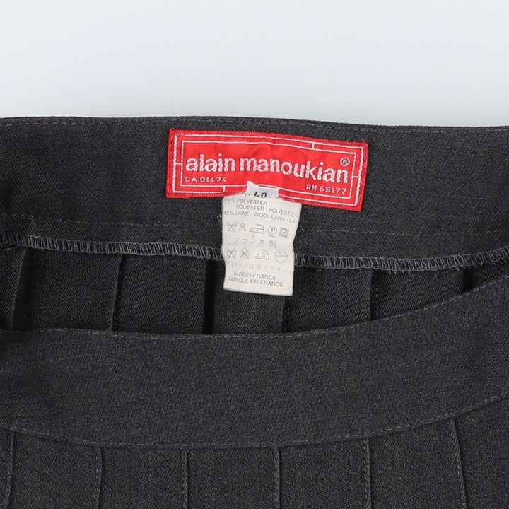 Alain Manoukian Half-Length Pleated Skirt, Made in France, Women's Size L polyester gray type Vintage Second Hand