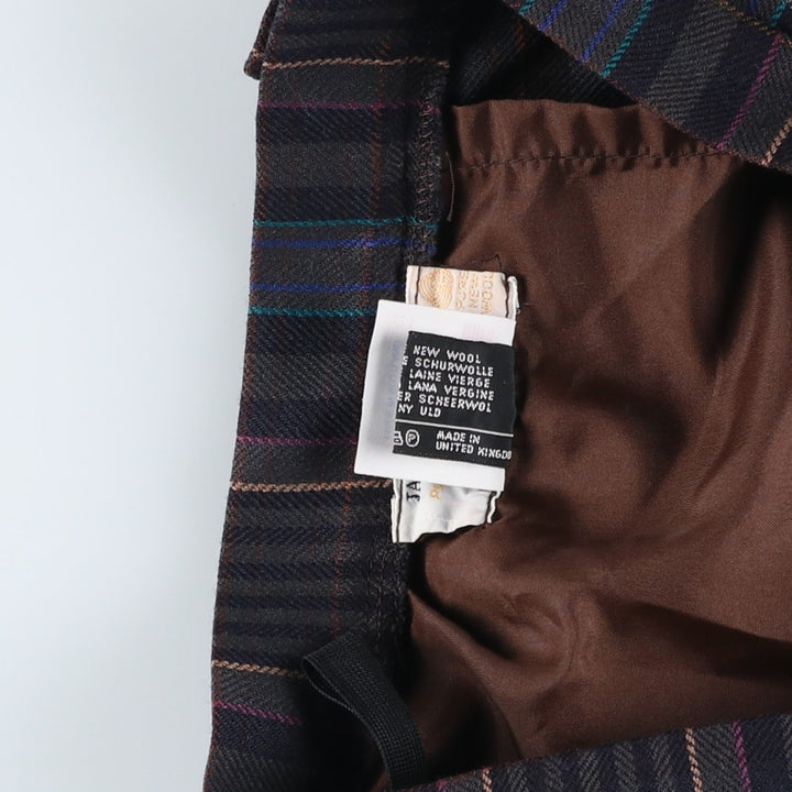 JAMES PRINGLE Check Pattern Wool Midi Pleated Skirt, Women's Size M wool Charcoal Vintage Second Hand