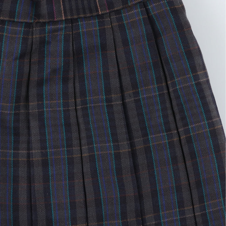 JAMES PRINGLE Check Pattern Wool Midi Pleated Skirt, Women's Size M wool Charcoal Vintage Second Hand