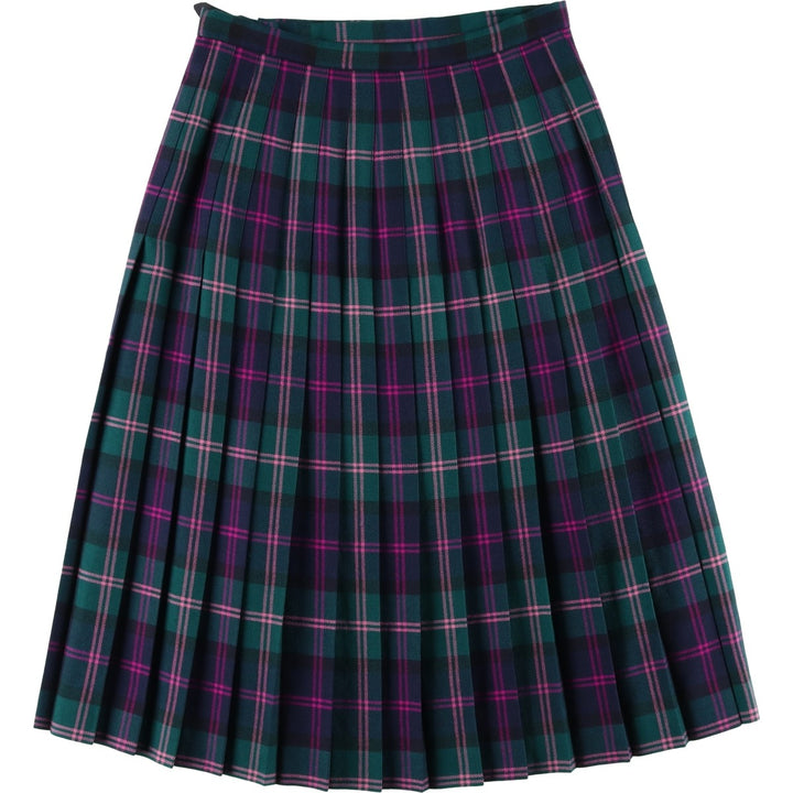 Kerry Hope Check Pattern Wool Midi Wrap Skirt, Made in the UK, Women's Size L wool green type Vintage Second Hand