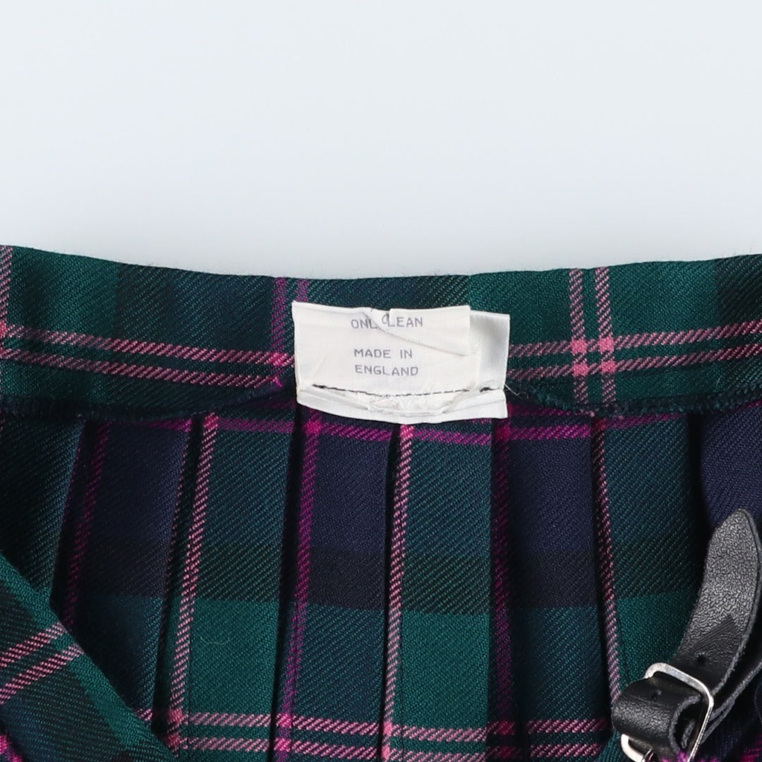 Kerry Hope Check Pattern Wool Midi Wrap Skirt, Made in the UK, Women's Size L wool green type Vintage Second Hand