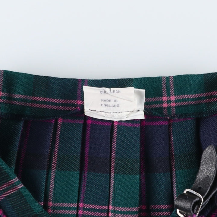 Kerry Hope Check Pattern Wool Midi Wrap Skirt, Made in the UK, Women's Size L wool green type Vintage Second Hand
