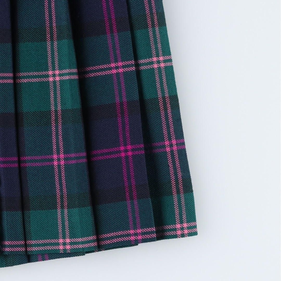 Kerry Hope Check Pattern Wool Midi Wrap Skirt, Made in the UK, Women's Size L wool green type Vintage Second Hand