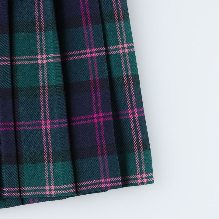 Kerry Hope Check Pattern Wool Midi Wrap Skirt, Made in the UK, Women's Size L wool green type Vintage Second Hand