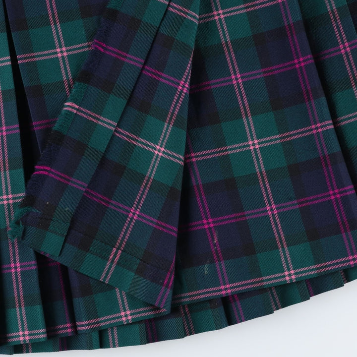 Kerry Hope Check Pattern Wool Midi Wrap Skirt, Made in the UK, Women's Size L wool green type Vintage Second Hand