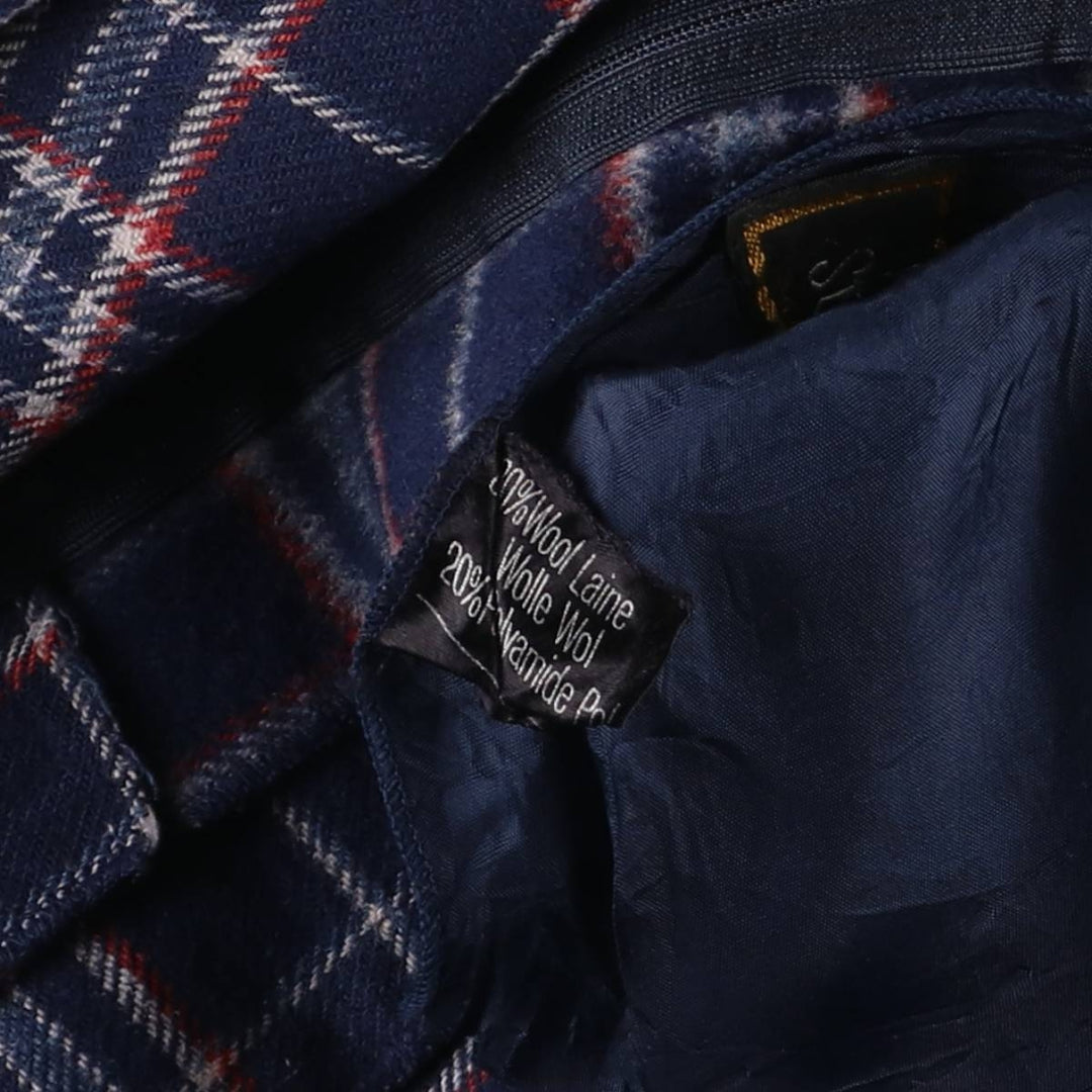 Vintage 70s-80'S Stadick Model Check Pattern Wool Half-Length Pleated Skirt, Women's Size Medium wool navy blue type Vintage Second Hand