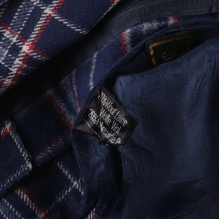 Vintage 70s-80'S Stadick Model Check Pattern Wool Half-Length Pleated Skirt, Women's Size Medium wool navy blue type Vintage Second Hand