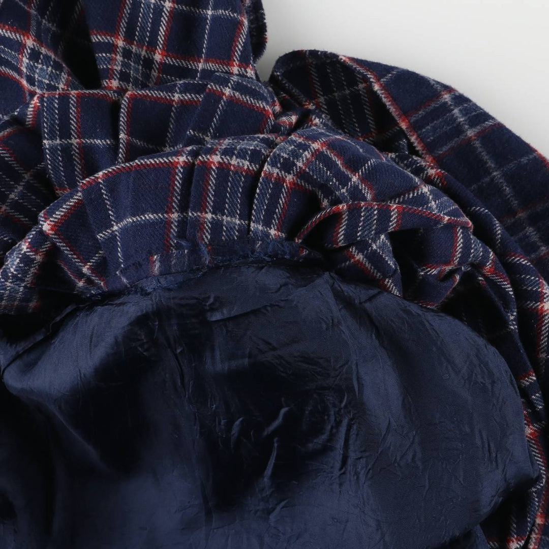 Vintage 70s-80'S Stadick Model Check Pattern Wool Half-Length Pleated Skirt, Women's Size Medium wool navy blue type Vintage Second Hand